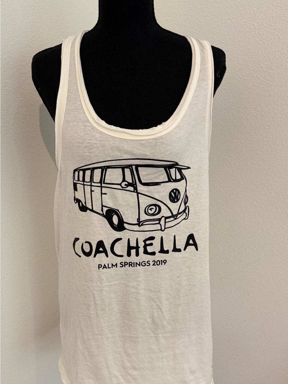 Lagaci Cream Tank Top with Black 2019 Coachella Van Graphic